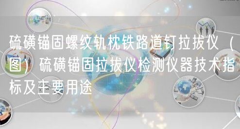 硫磺锚固螺纹轨枕铁路道钉拉拔仪（图）硫磺锚固拉拔仪检测仪器技术指标及主要用途(图1)