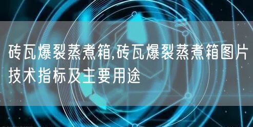 砖瓦爆裂蒸煮箱,砖瓦爆裂蒸煮箱图片技术指标及主要用途(图1)